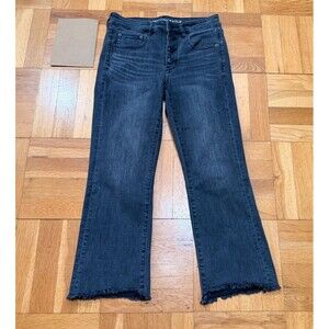 American Eagle Jeans Womens 6 Short Black Super Stretch Button Fly Frayed Hem